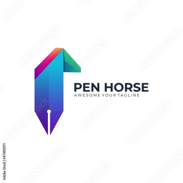 Obraz pen horse gradient logo design