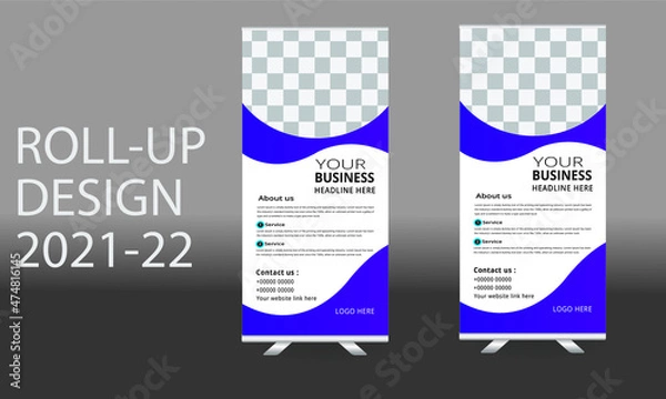 Fototapeta Business Roll Up banner design.Vector illustration, Roll up banner stand template design.