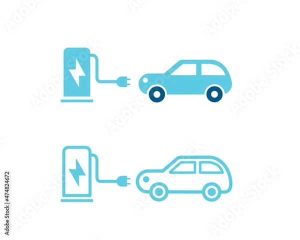 Obraz 環境アイコン　電気自動車　充電スタンド　EVステーション　SDGs