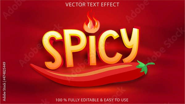 Obraz red hot spicy chily vector text effect