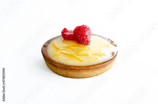 Obraz Lemon tart with strawberry isolate on white