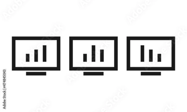Fototapeta Computer with charts graphs. Analytics statistics icon. Illustration vector 
