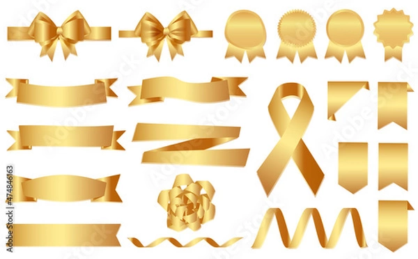Obraz リボン ゴールド メダル イラスト セット シンプル マット