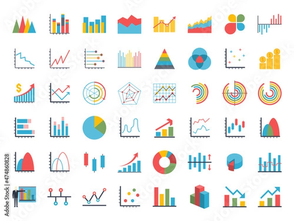 Obraz Business data elements dot bar pie charts graphs.