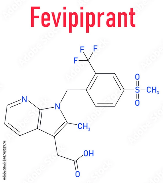 Fototapeta Fevipiprant asthma drug molecule. Skeletal formula.