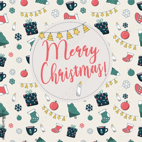 Obraz Print Merry Christmas Pattern
