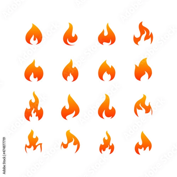Fototapeta Trendy flat vector Red Fire on white background, vector illustration can be use for web and mobile