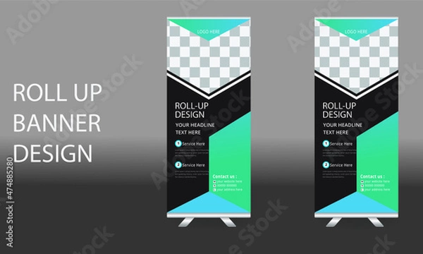 Fototapeta Business Roll Up banner design.Vector illustration, Roll up banner stand template design.