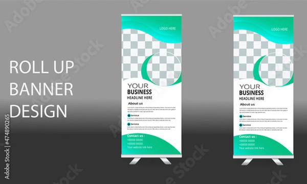 Fototapeta Business Roll Up banner design.Vector illustration, Roll up banner stand template design.
