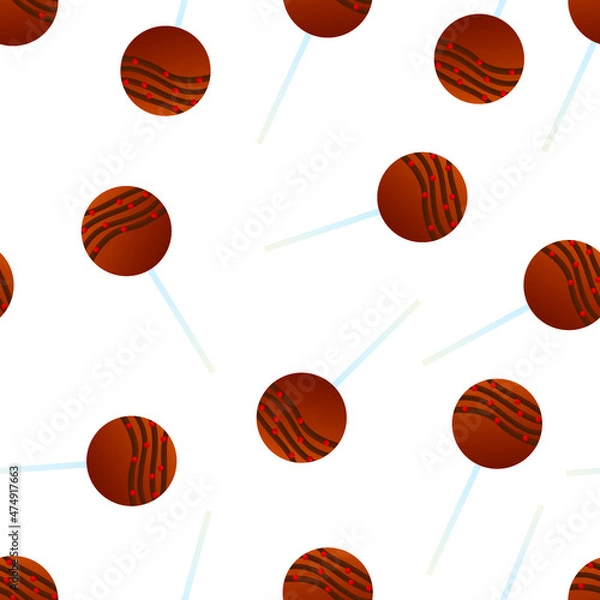 Obraz Vector graphics. seamless pattern. Wrapping paper. Background. Cake on a stick. Sweet table.