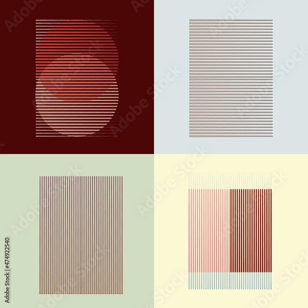 Fototapeta Art composition with lines, circles, ovals .Modern art design .Black Vector stripes .Straight speed lines .Geometric shape. Wall art .
