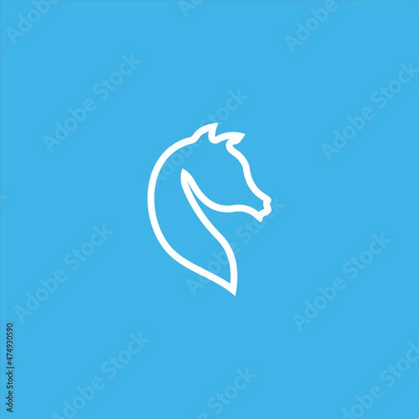Fototapeta horse head logo vector template line art