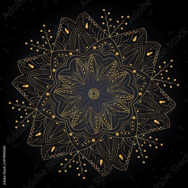 Fototapeta Luxury mandala background, decorative background with an golden mandala design