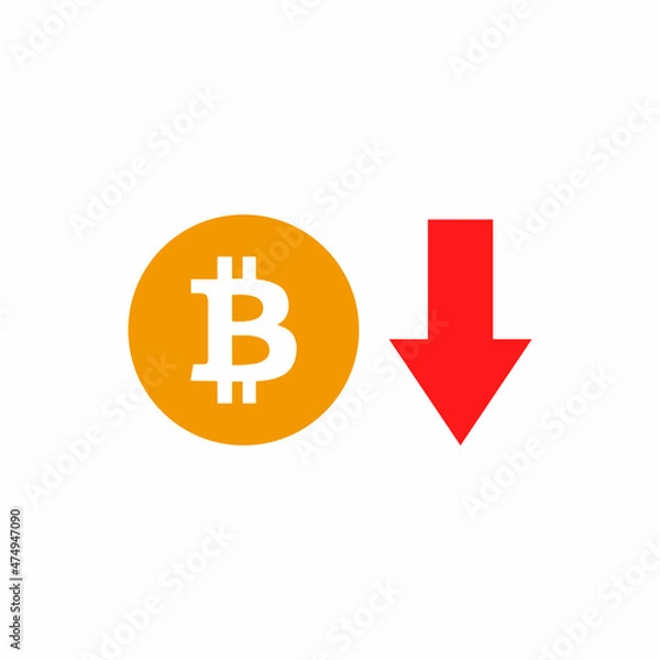 Fototapeta Bitcoin Currency Downtrend Symbol