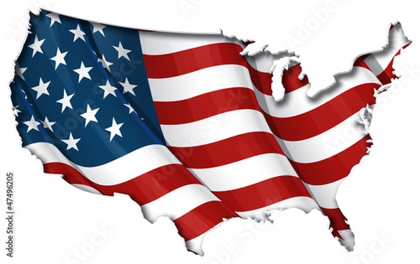 Obraz Wewnętrzny cień mapy flagi USA