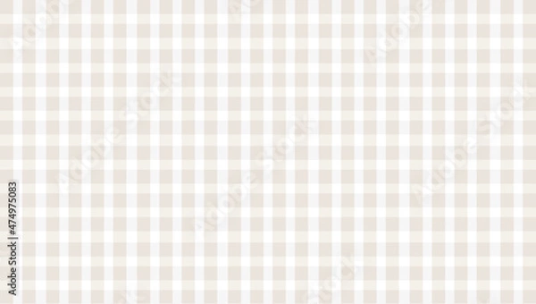 Fototapeta Vector background of tan and white checkered gingham pattern. Abstract, neutral, classic background. Copy space.