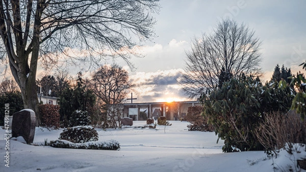 Obraz Winter landscape on a cemetery
