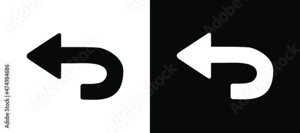 Fototapeta Go back return arrow icon. Go back return arrow icon sign symbol in trendy flat style. Go back return arrow icon illustration isolated on white and black background