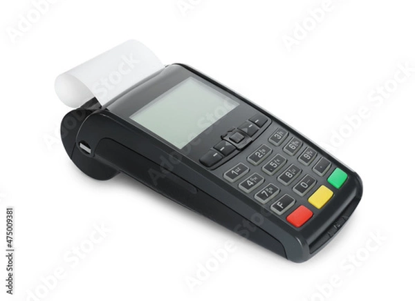 Fototapeta New modern payment terminal isolated on white