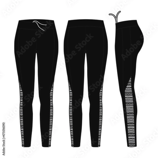 Obraz Women's  sports legging splicing print fashion vector sketch, Apparel template