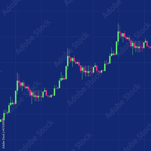 Fototapeta bitcoin crypto currency rectangle graph on blue background