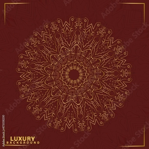 Fototapeta luxury mandala background with golden gradient color Wedding invitation, 