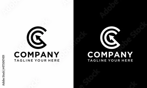 Fototapeta Letter C arrow logo icon design template elements. on a black and white background.