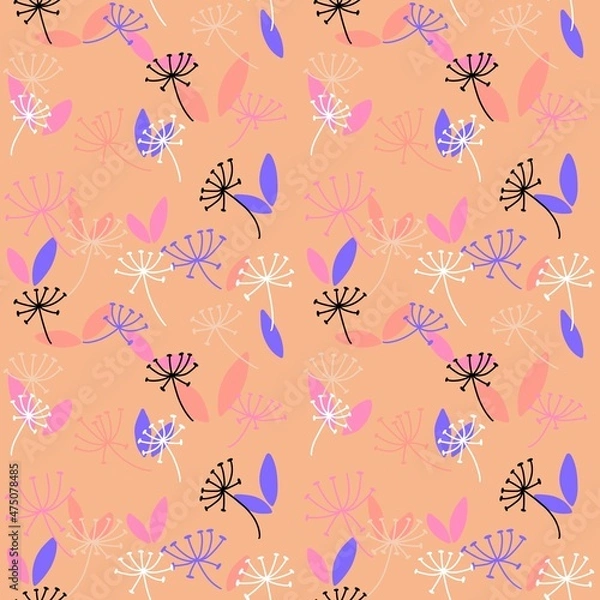 Fototapeta Seamless pattern with flowers for fabrics and textiles