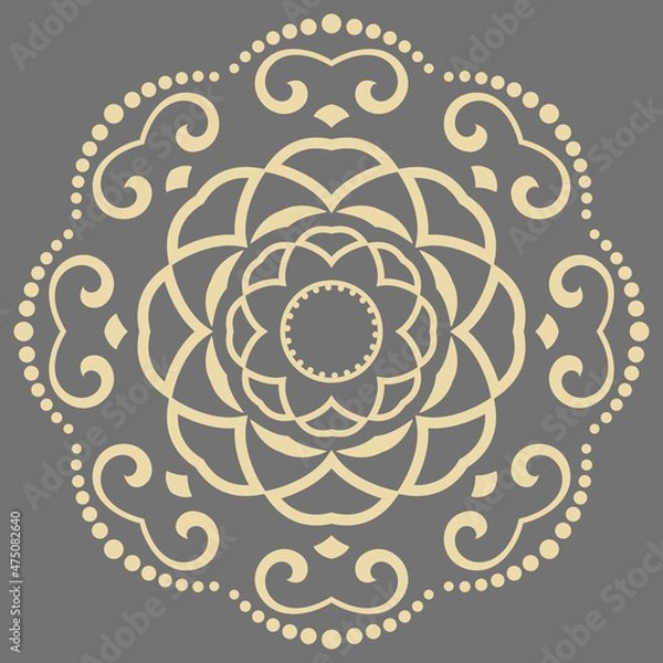 Fototapeta Elegant vintage round golden ornament in classic style. Abstract traditional pattern with oriental elements. Classic vintage pattern