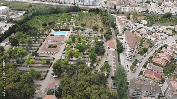 Fototapeta Nice aerial image of camping and part of the city