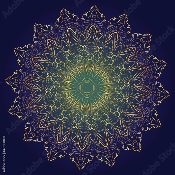 Fototapeta Luxury peacock feather floral royal pattern vector Mandala design