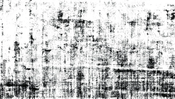 Fototapeta Monochrome texture composed of irregular graphic elements. Distressed uneven grunge background. Abstract vector illustration. Overlay for interesting effect and depth. Isolated on white background.