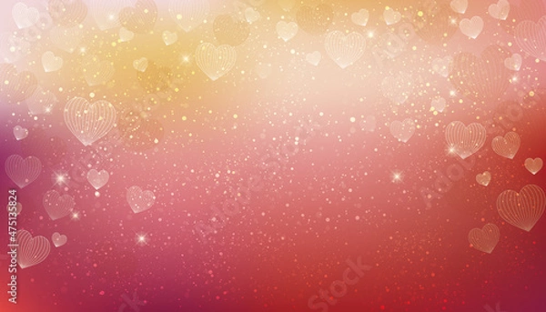 Fototapeta ハートが舞う輝きとぼかしのグラデーション背景