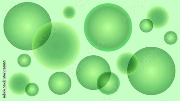 Obraz Green vector abstract background with gradient circles overlapping. Nature, green gradient background. Copy space.