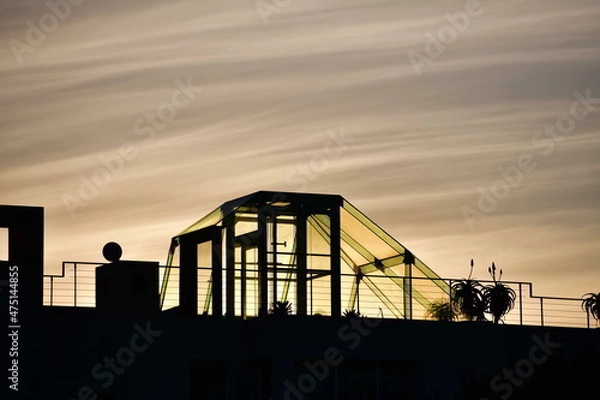 Fototapeta silhouette, building, sunset