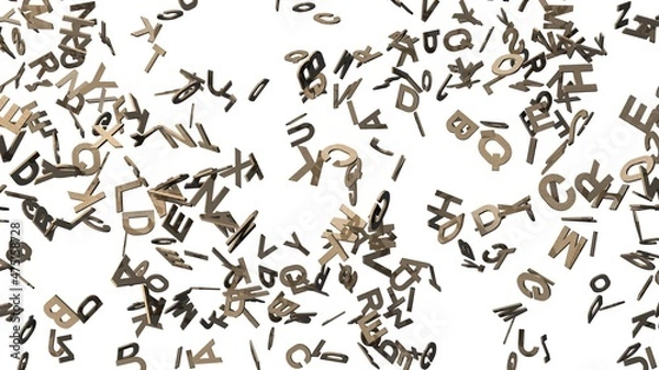 Fototapeta Brass alphabets on white background.
3D abstract illustration for background.