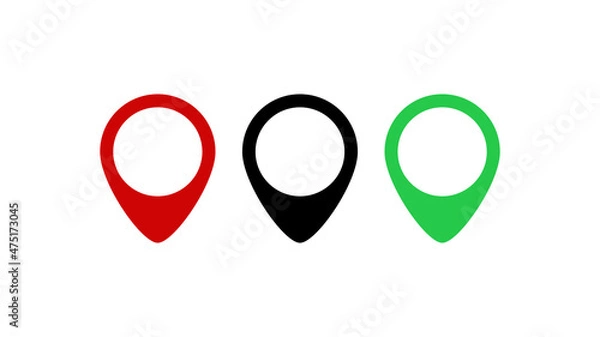 Fototapeta Set pins map pointer vector icon dot. Set. Drop pin on the map. Marker on the map. Illustration pin. Icon. Point of interest. POI.