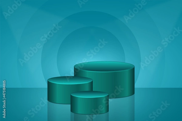 Fototapeta Blue&Green&Turquoise studio background with multiple display podium