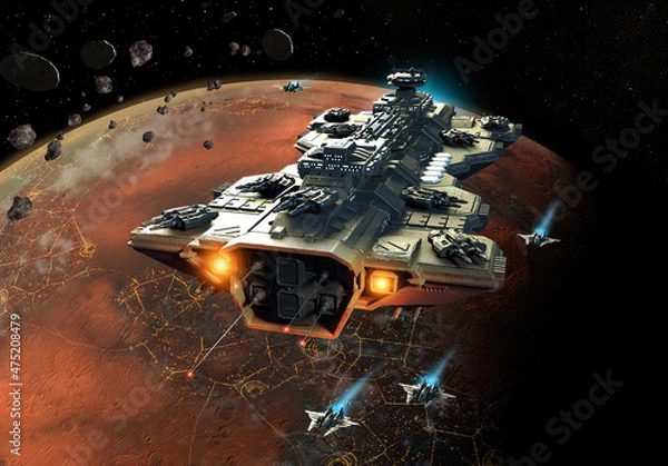 Obraz space ship fleet 3D illustration