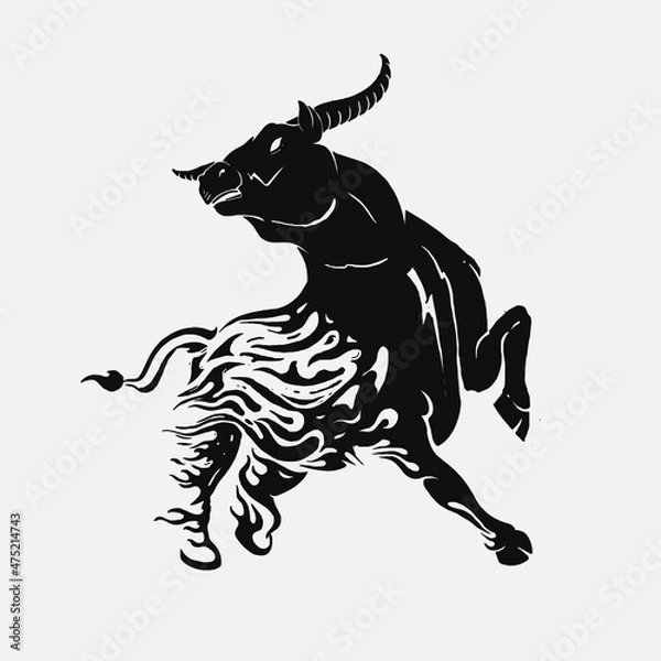 Obraz bull rampage fire burning concept 