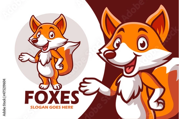 Obraz Cartoon fox mascot design template