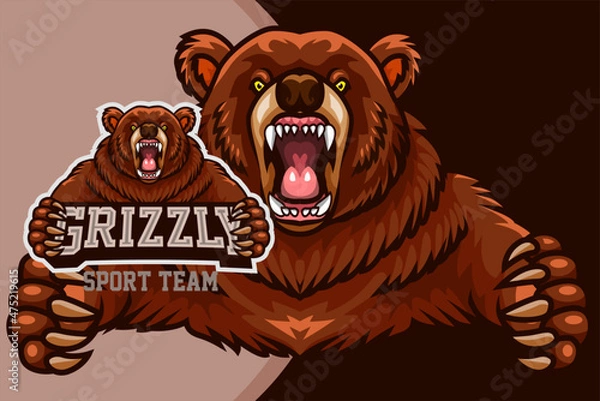 Obraz Cartoon bear mascot design template