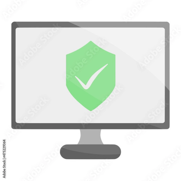 Fototapeta computer safe for cybercrime color illustration