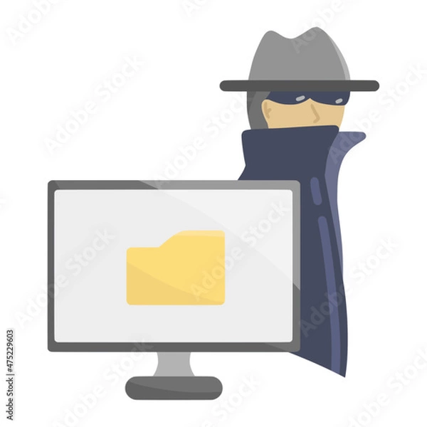 Fototapeta spyware for cybercrime color illustration