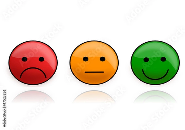 Obraz Three smilies from the traffic light in the mirror