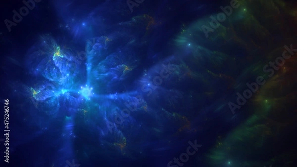 Fototapeta 3D rendering abstract blue fractal light background