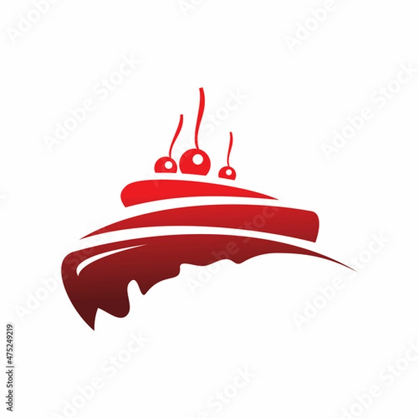 Obraz red cake cherry logo design
