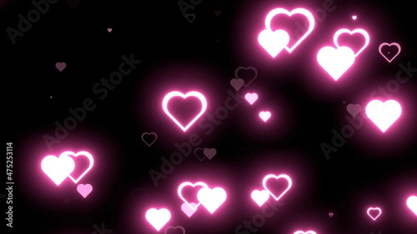 Fototapeta ハート キラキラ ピンク ラブリー 黒背景 [別Verあり]