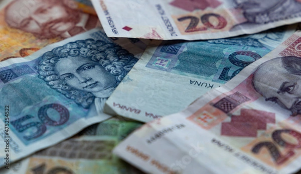 Fototapeta Kuna is the Croatian currency. Close-up shot.