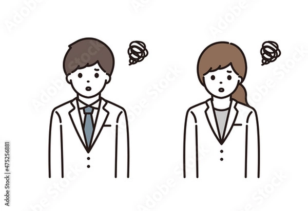 Fototapeta 薬剤師 医師 男性 女性 白衣 困惑